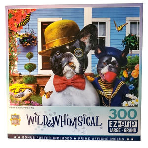 Master Pieces Wild & Whimsical Father & Son Boston Terrier 300 PC EZ Grip Puzzle